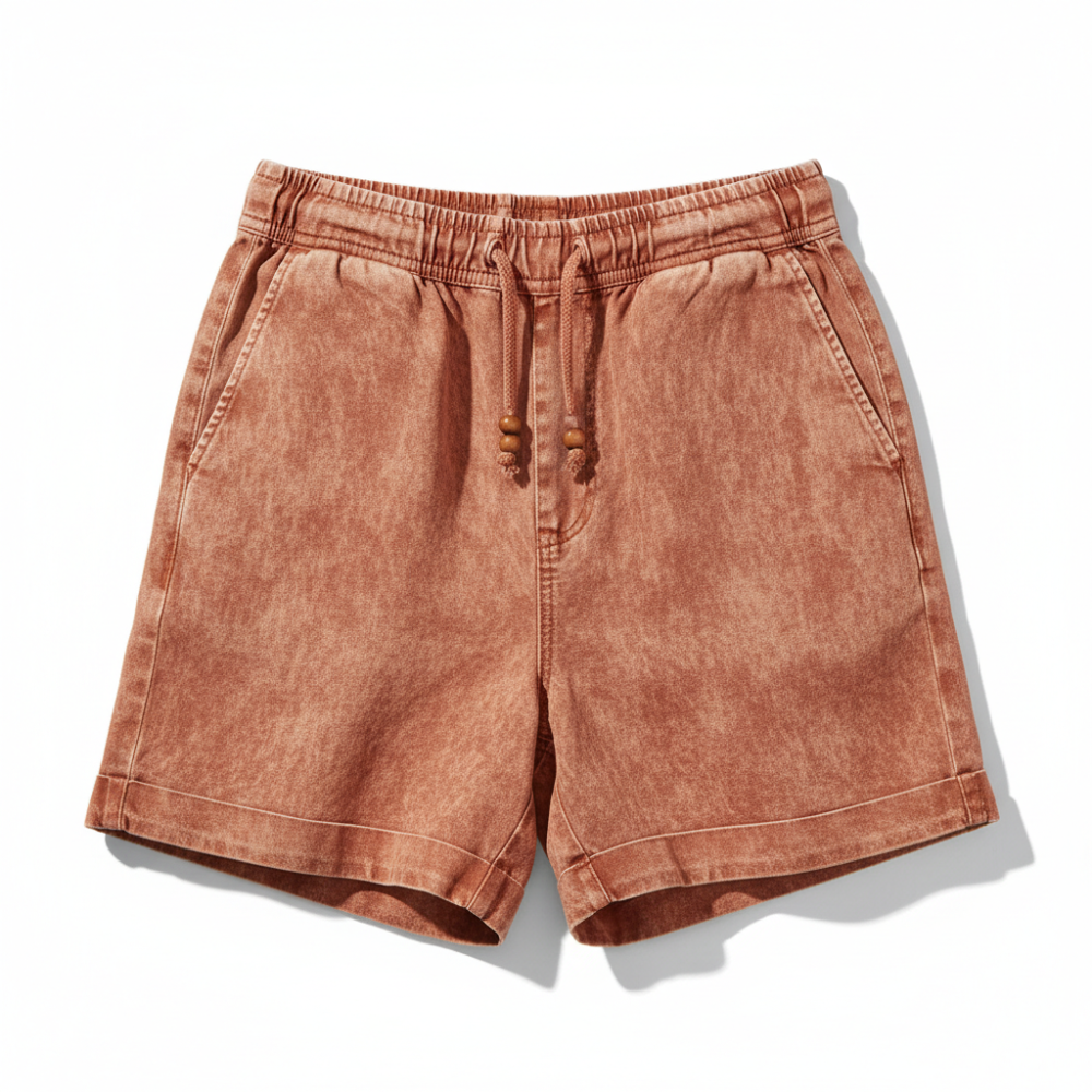 Premium Acid Wash Shorts with Vintage Fade Finish