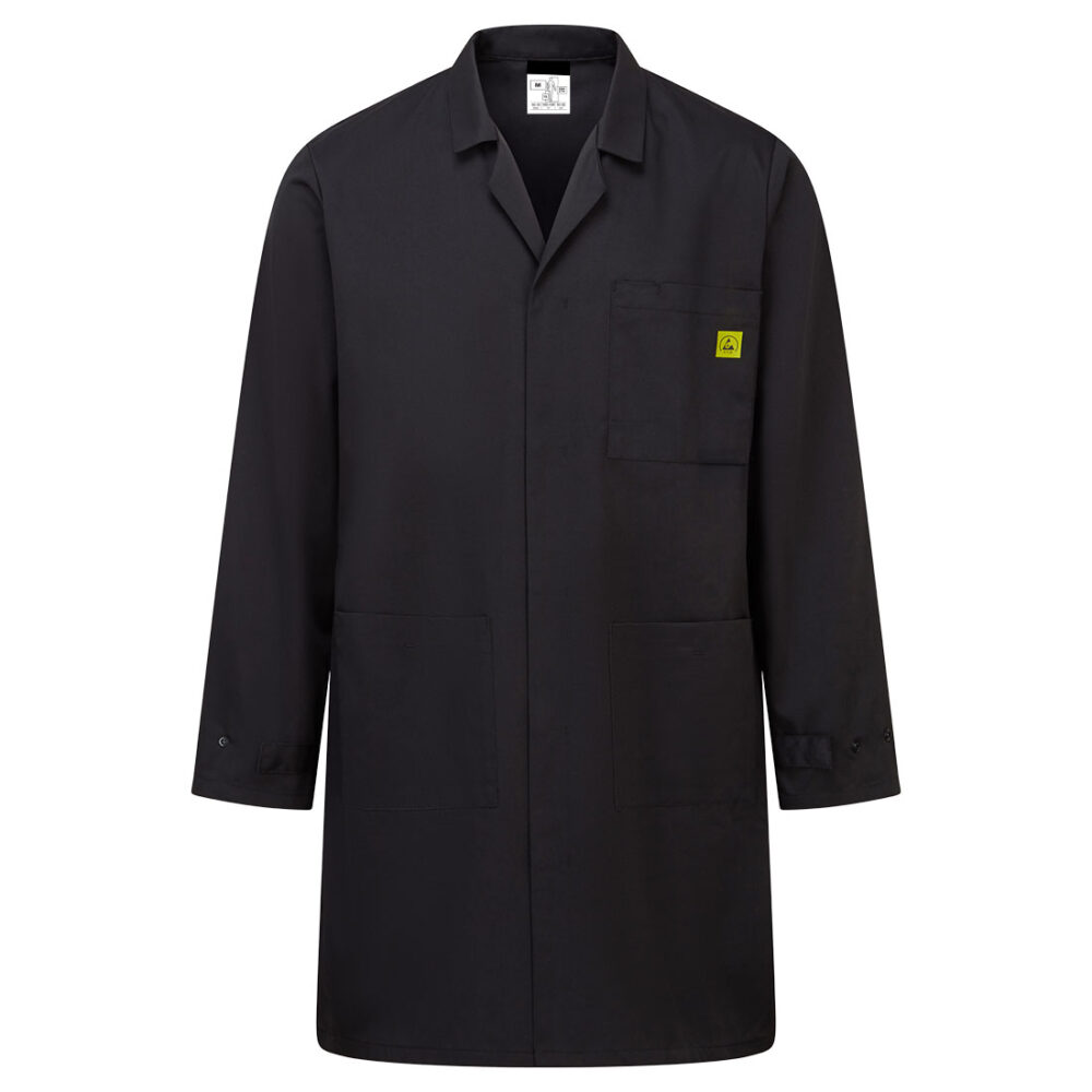 Custom Made Anti-static ESD Coat Black 3 pockets for ample storage