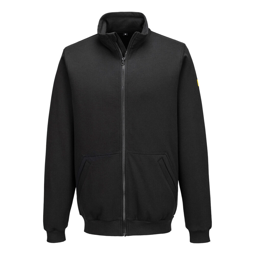 Anti-Static Custom Logo Breathable Zip Sweatshirt Black