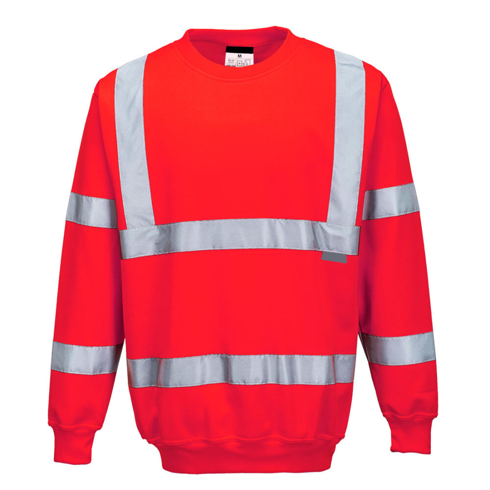 Customized Factory Price Hi-Vis Sweatshirt Red with Reflective tape for increased visibility