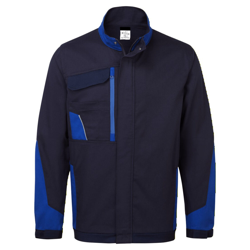 Custom Logo Two Toned Insulated Cotton Work Jacket Navy/Royal