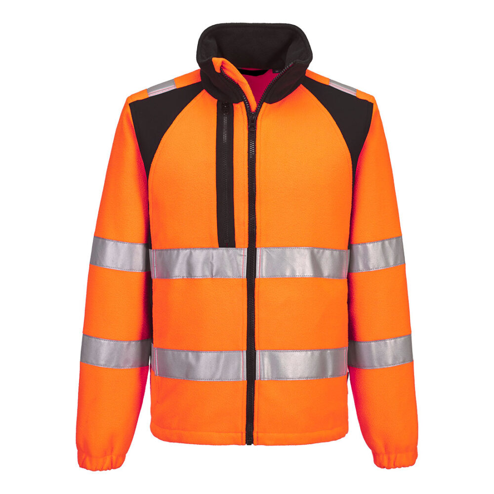 Custom Logo Anti-pill durable fleece fabric Jacket Orange/Black