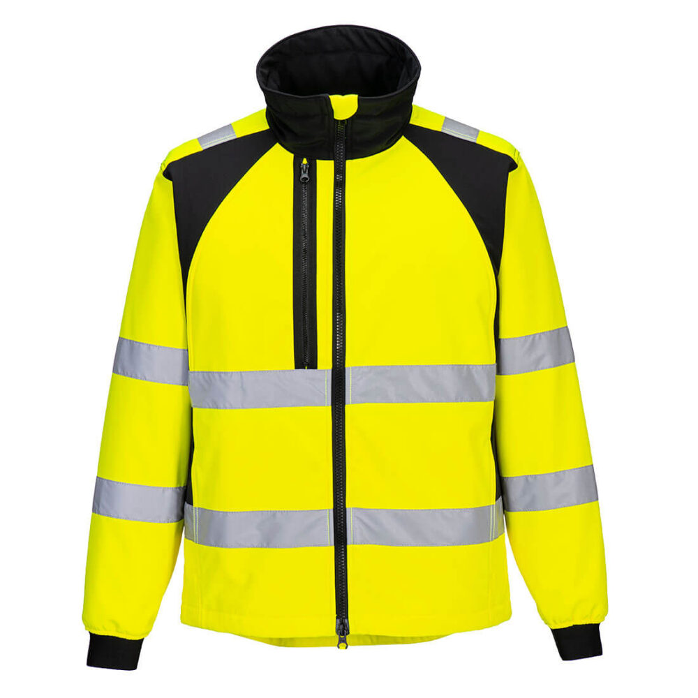 Private Label Custom Made Hi-Vis Softshell Yellow/Black Durable Material