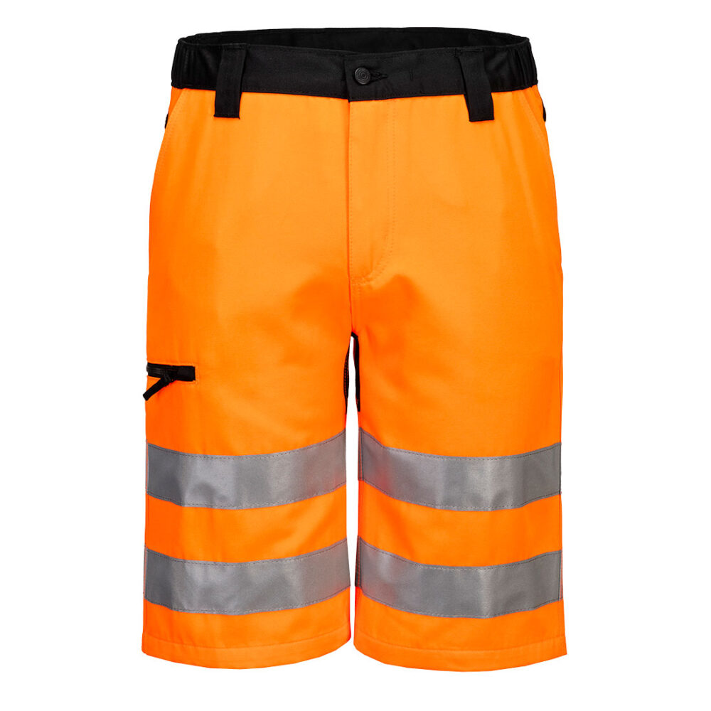 Custom Logo Top Quality Hi-Vis Shorts Orange/Black Durable polycotton fabric
