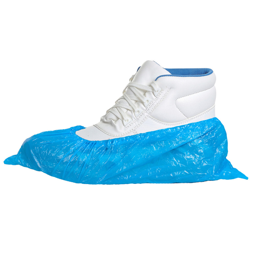 100% Polyethylene Disposable PE Overshoes Blue