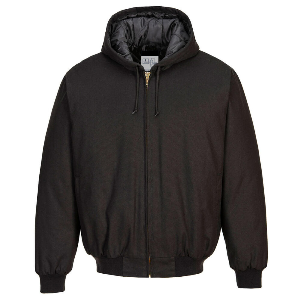 Duck Quilt Lined Breathable Customized Hooded Jacket Black
