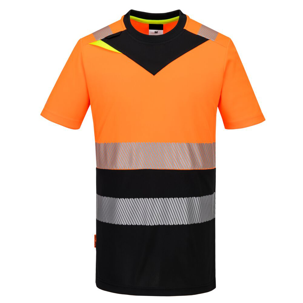 Fully Customized Hi-Vis Class 1 T-Shirt Short Sleeve Orange/Black Breathable Fabric