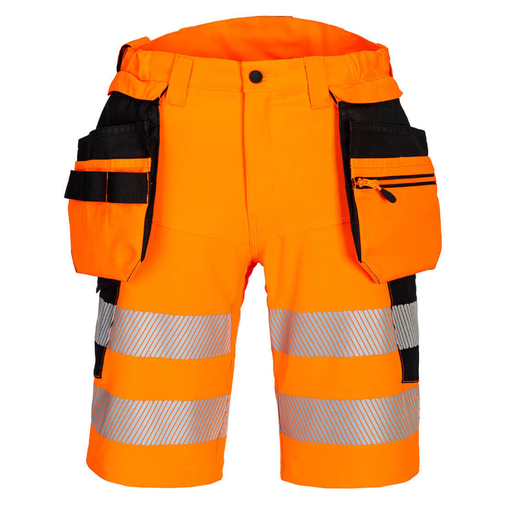 Detachable Hi-Vis Holster Pocket Custom Made Shorts Orange/Black