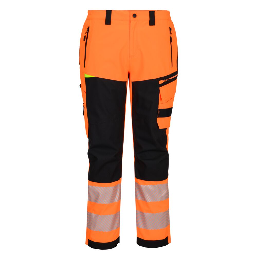 Premium waterproof and breathable Hi-Vis Custom Rain Trouser Orange/Black