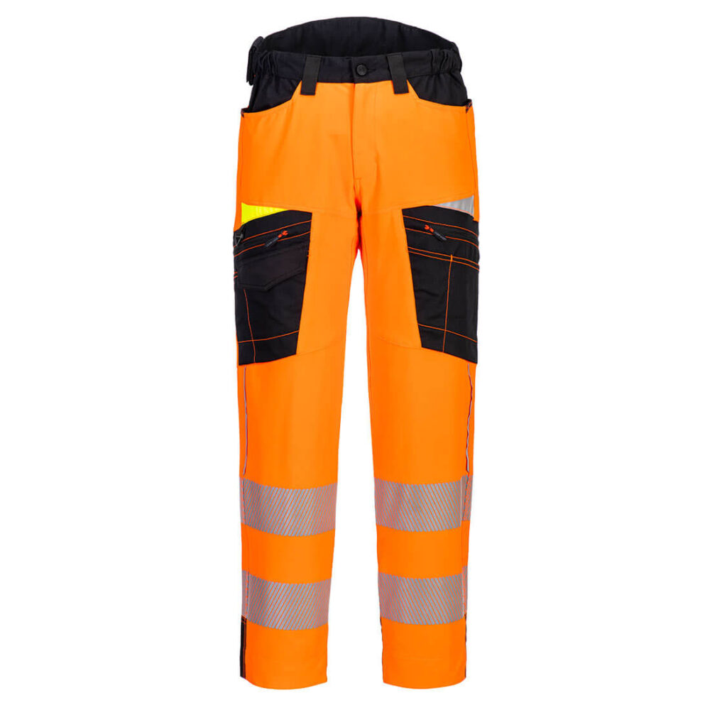 Custom Logo Hi-Vis Service Trousers Orange/Black 4-way stretch fabric