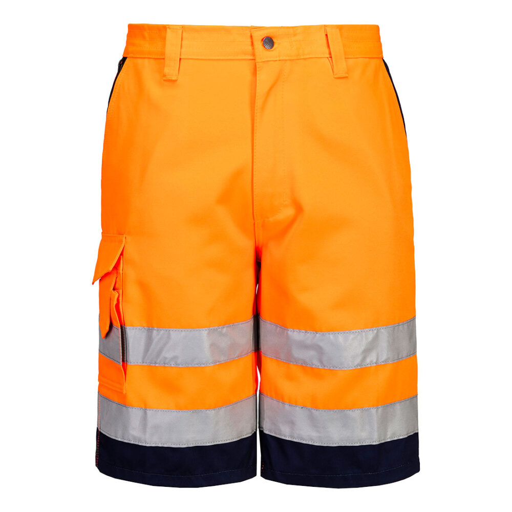 Private Label OEM ODM Hi-Vis Contrast Shorts Orange/Navy