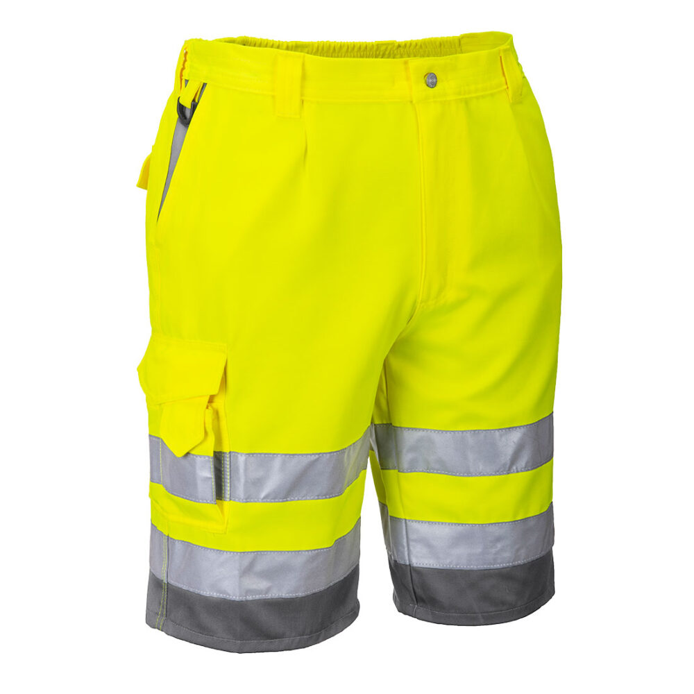 Twin-stitched seams Custom Logo Hi-Vis Contrast Shorts Yellow/Grey