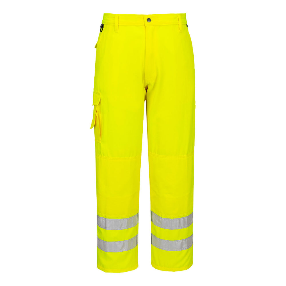 Custom Logo Hi-Vis Work Trousers Yellow with Double rule pocket