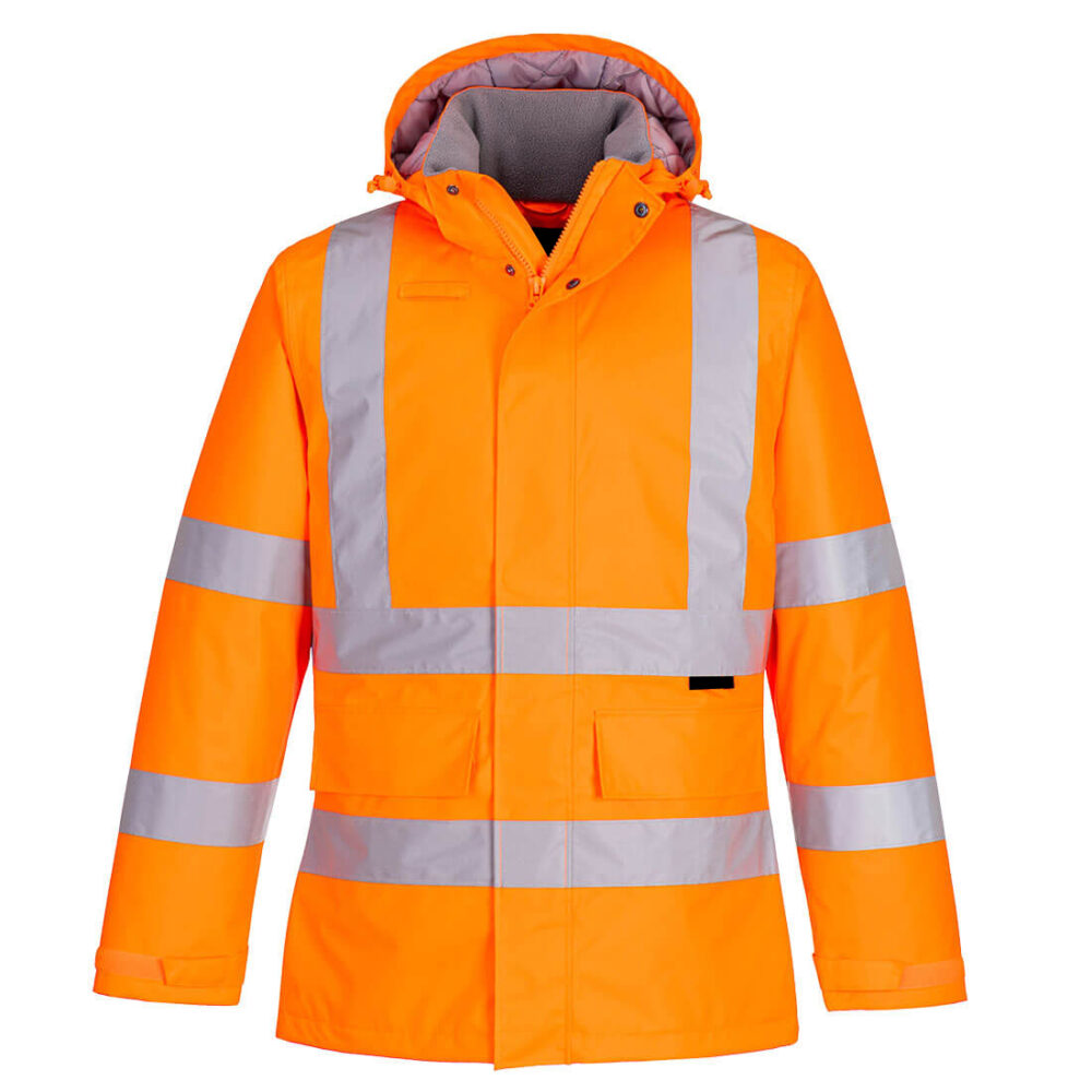 Factory Price OEM ODM Eco Hi-Vis Winter Jacket Orange Waterproof with Taped Seams
