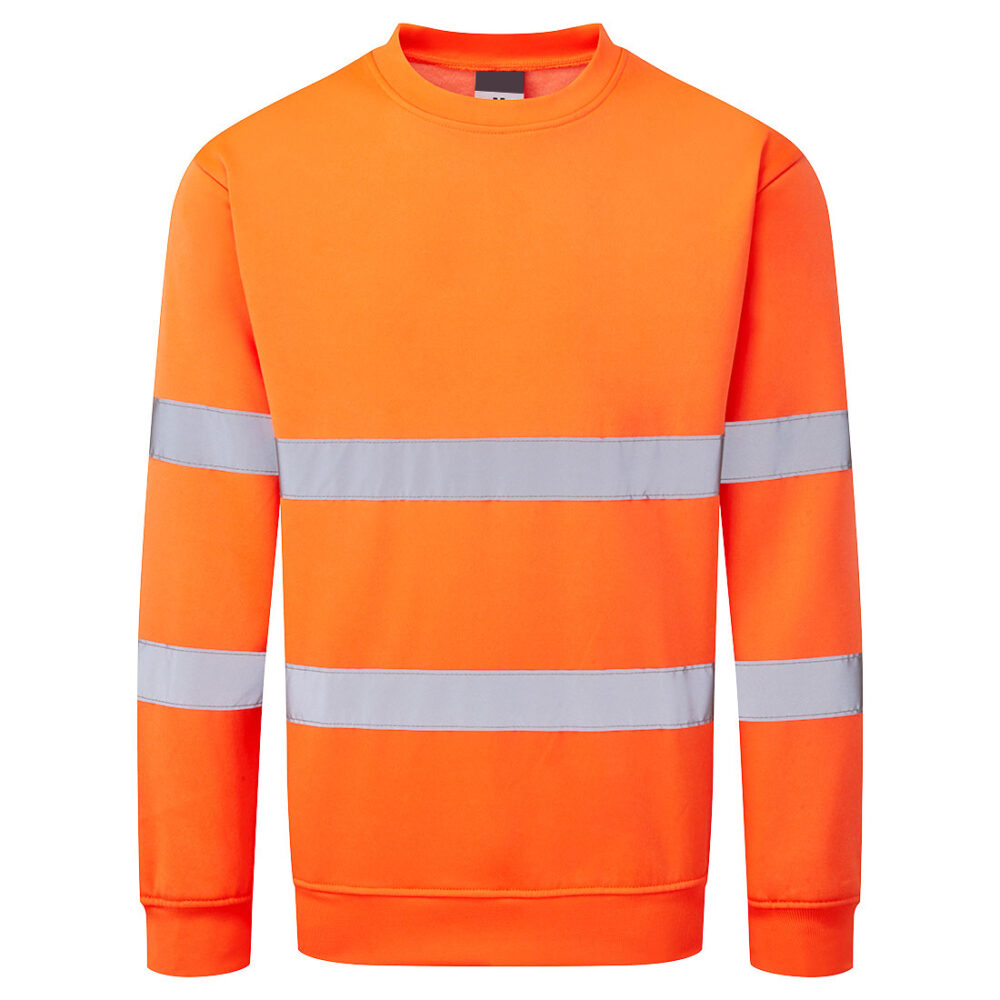 Fully Customized Hi-Vis Sweatshirt Orange Knitted fabric with brushed backing