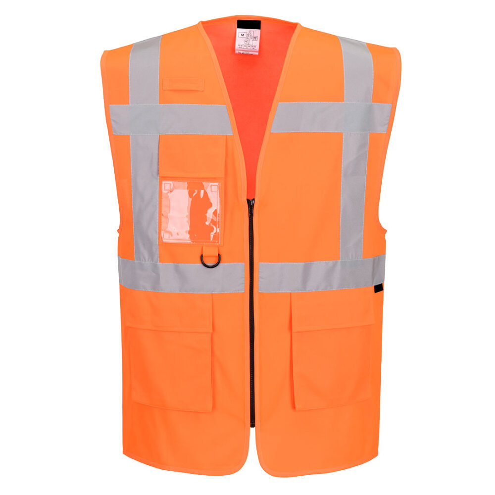 Custom Made Hi-Vis Executive Vest Orange 5 pockets
