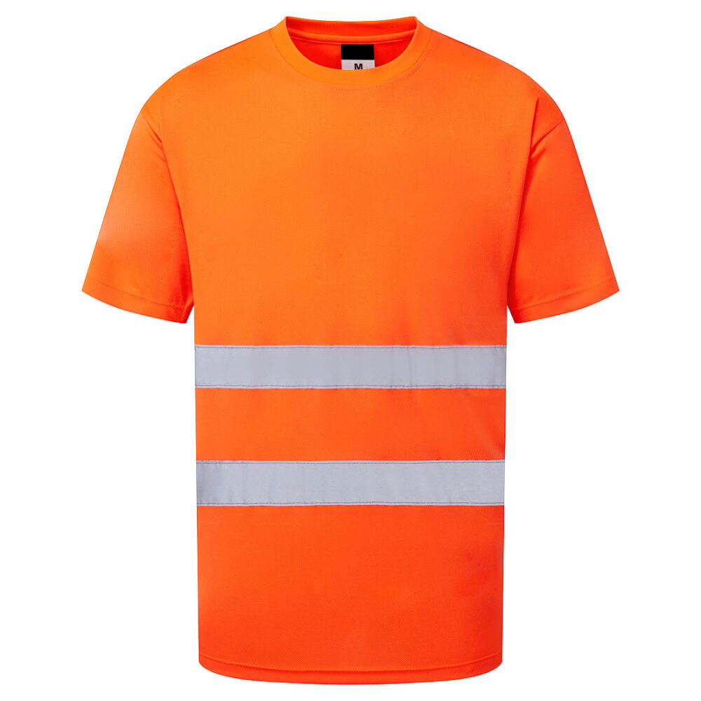 Fully Customized Breathable Short Sleeve Hi-Vis T-shirt Orange