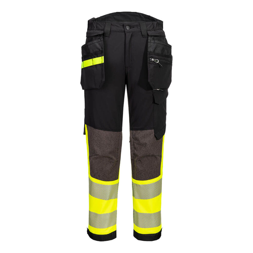 Hi-Vis Stretch Detachable Holster Class 1 Trousers Yellow/Black