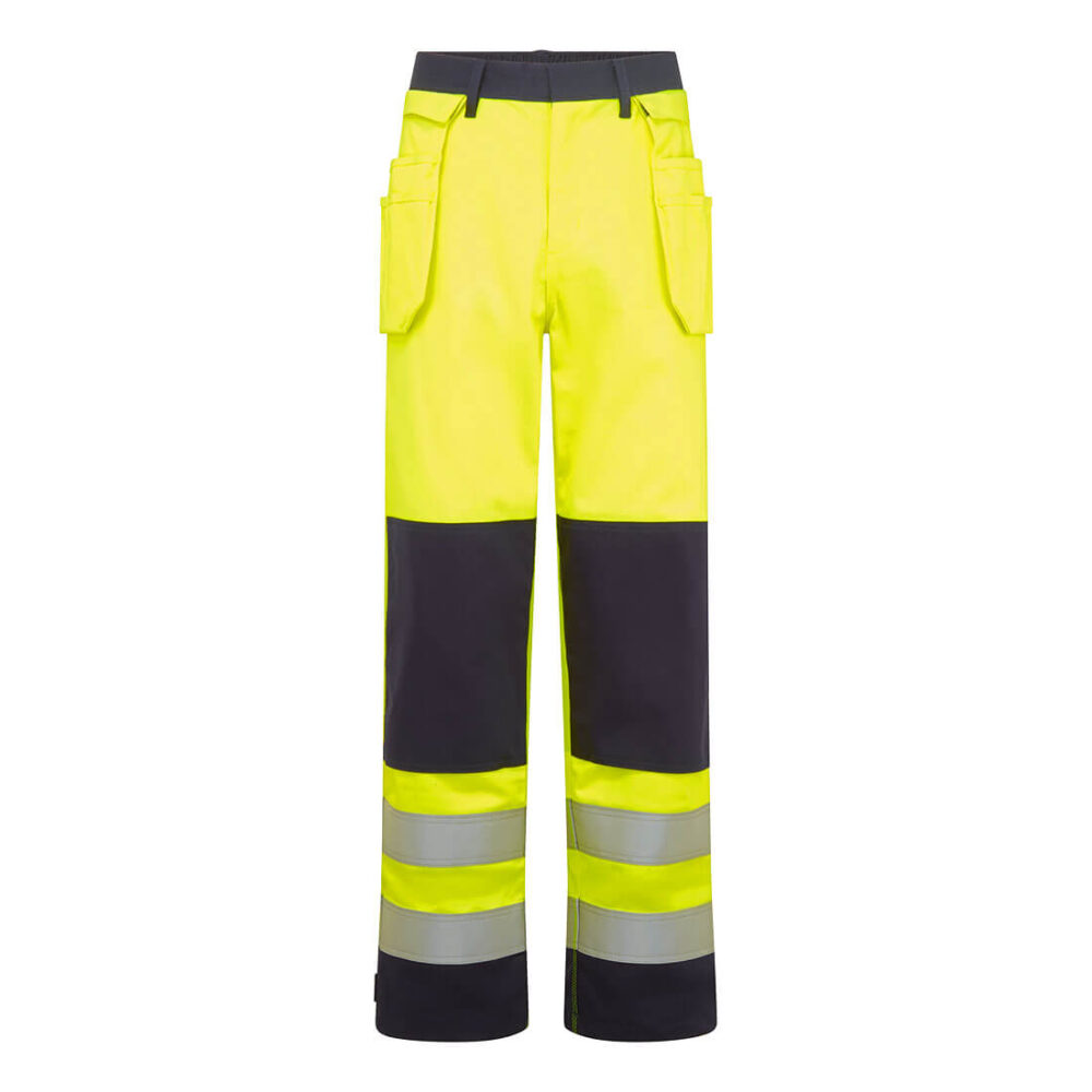 Factory Price Workwear Hi-Vis Contrast Flame Resistant Holster Trousers Yellow/Navy