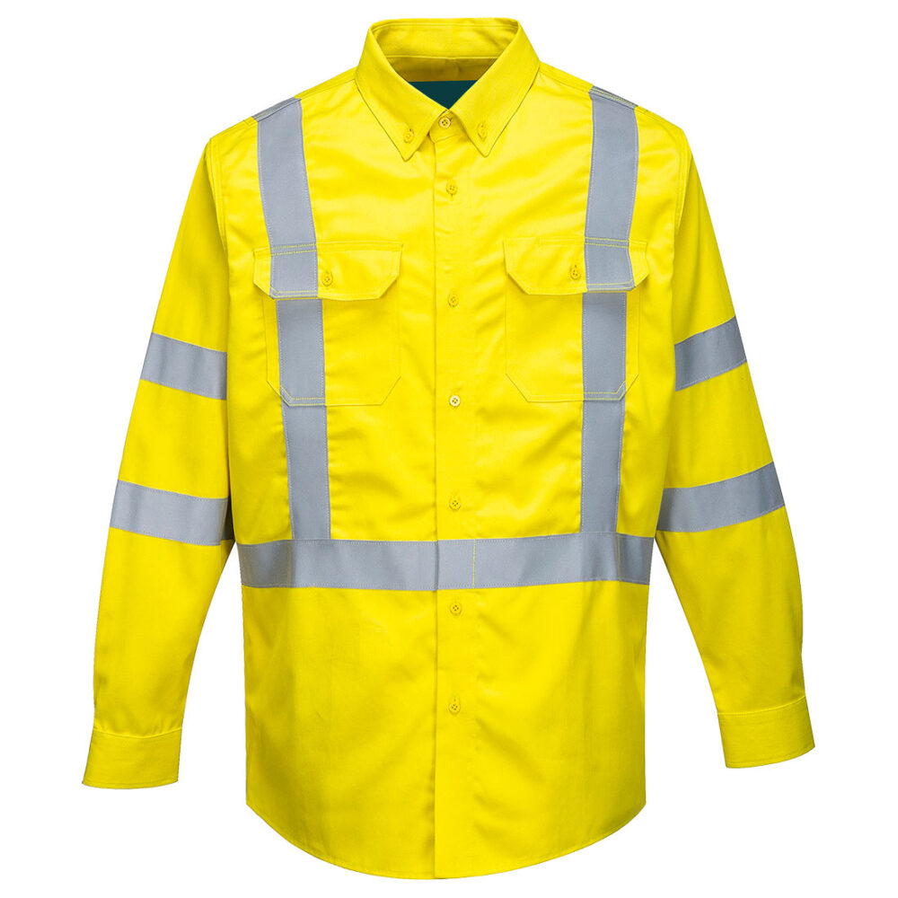 Bizflame 88/12 Fully Customized UPF rated fabric Hi-Vis FR Shirt Yellow
