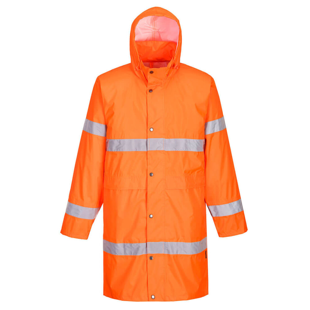 Private Label Hi-Vis Rain Coat 100cm Waterproof  Breathable Fabric