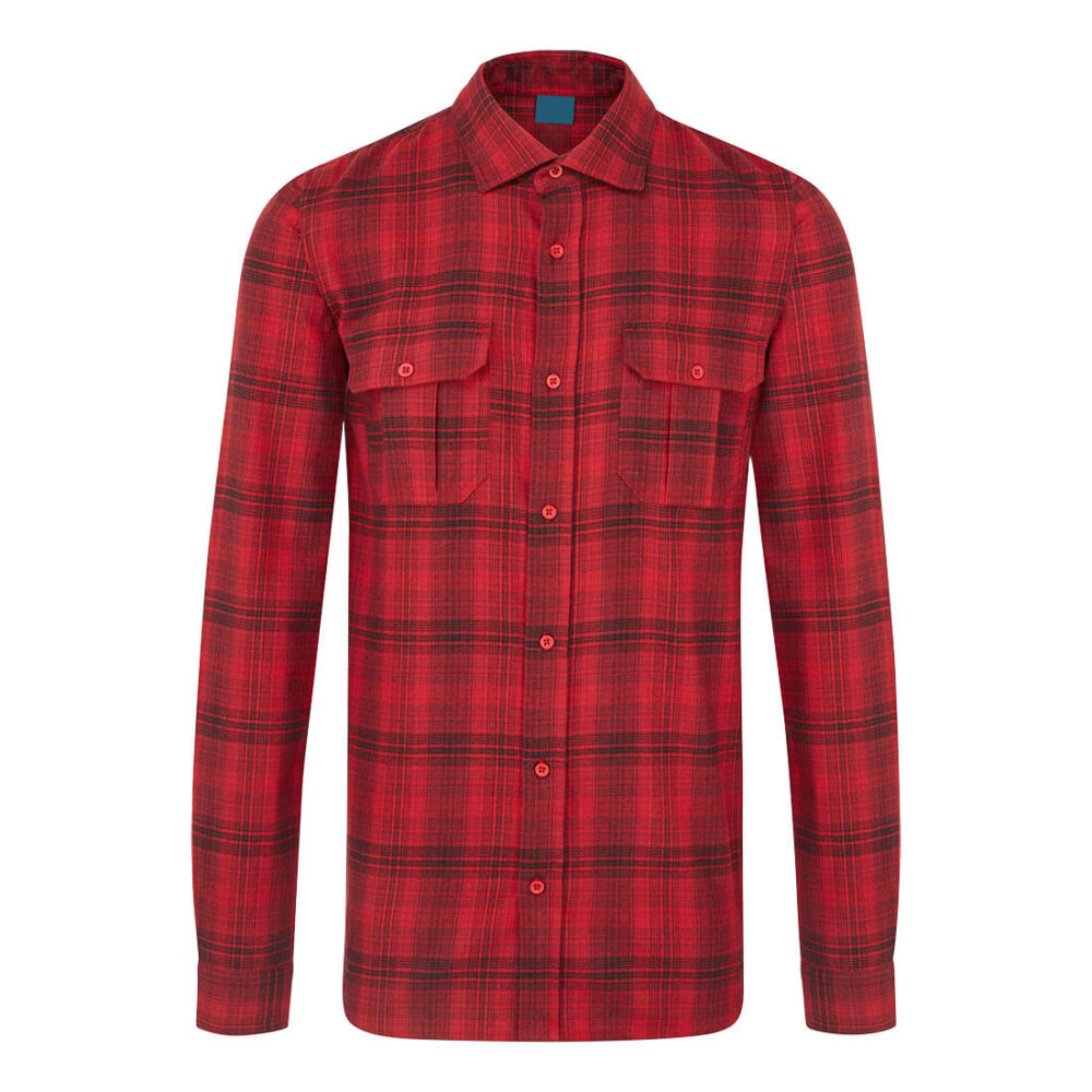 Custom Logo 100% cotton brushed Check Shirt Red