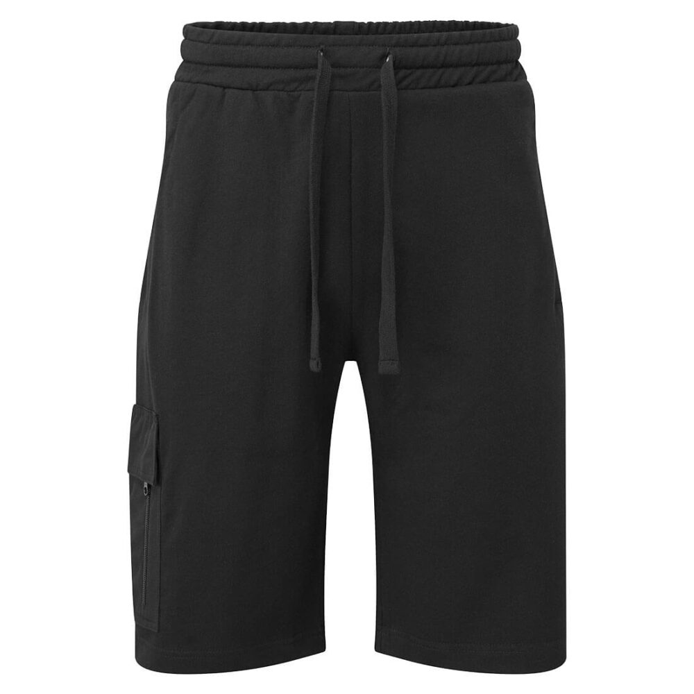 80% Cotton, 20% Polyester Custom Logo Cargo Sweatshorts Black