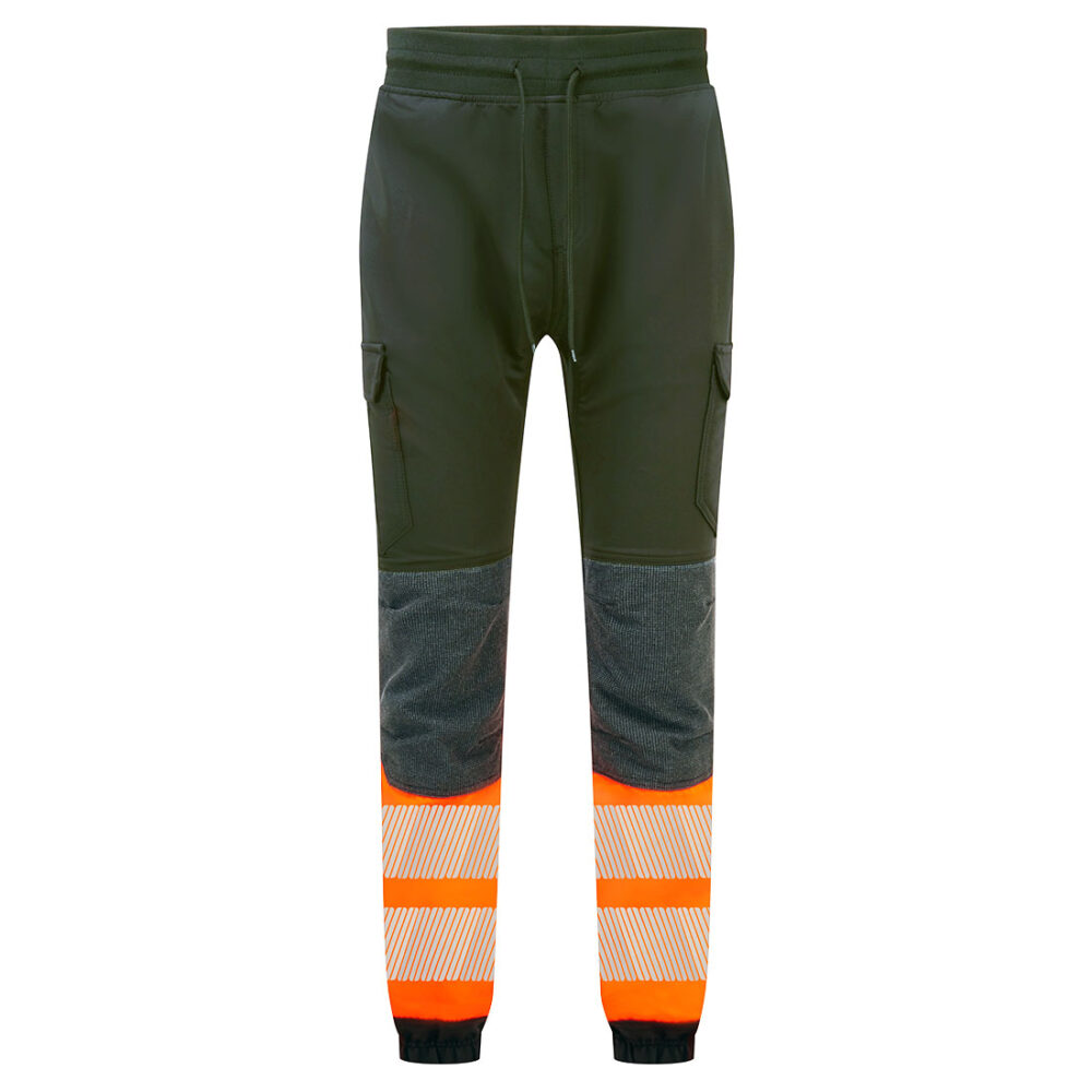 Slim Fitting Hi-Vis Flexi Class 1 Fully Customized Joggers Black/Orange