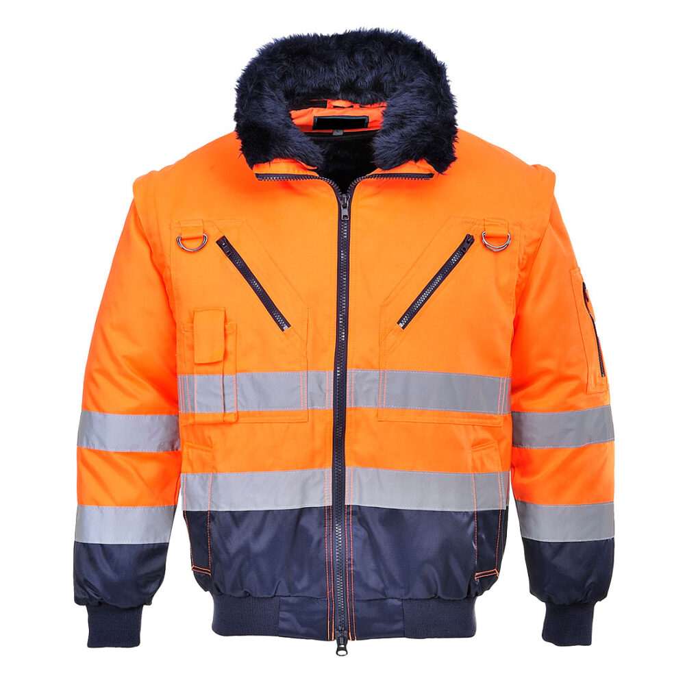 Factory Price Custom Logo Hi-Vis 3-in-1 Contrast Pilot Jacket Orange/Navy