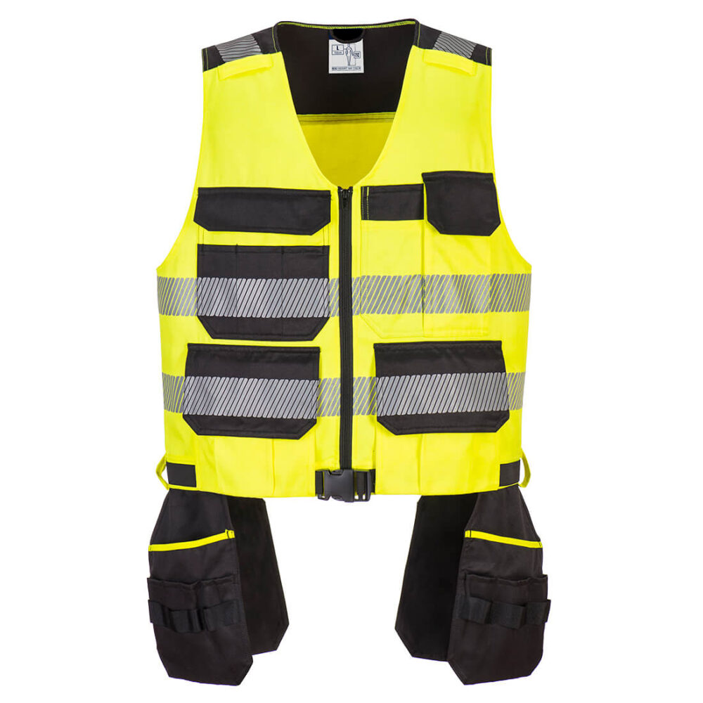 Custom Made Hi-Vis Class 1 Tool Vest Yellow/Black Durable polycotton Fabric