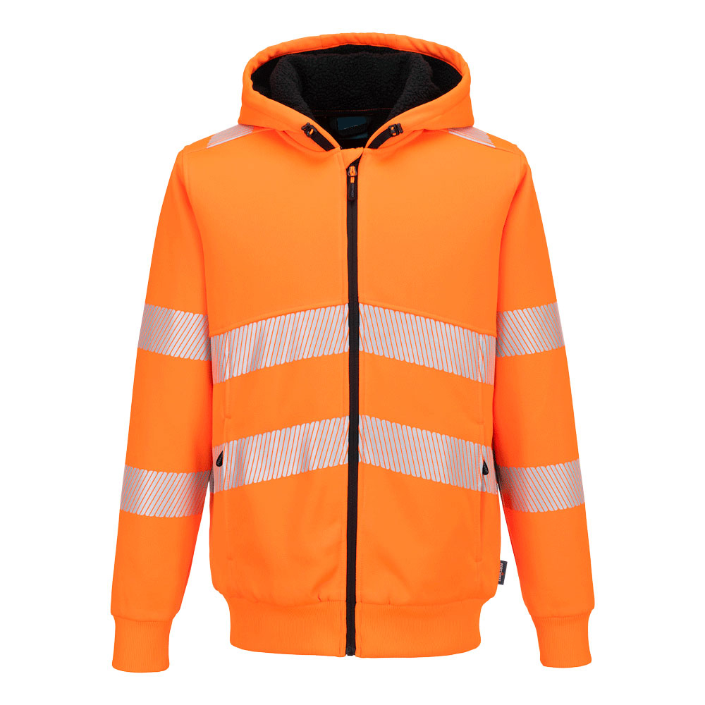 Custom Logo Hi-Vis Zipped Winter Hoodie Orange Warm Comfortable Lining Material