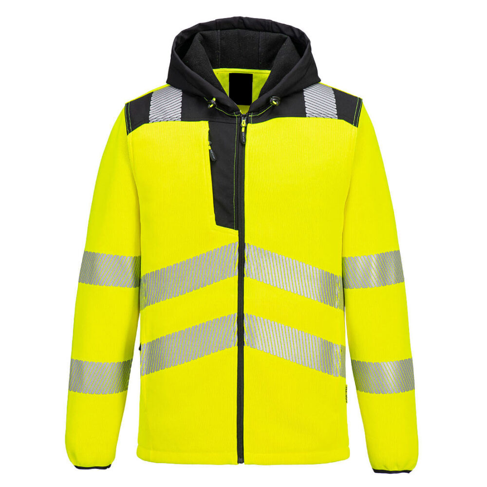 Factory Price Hi-Vis Technical Fleece Hooded Yellow Black