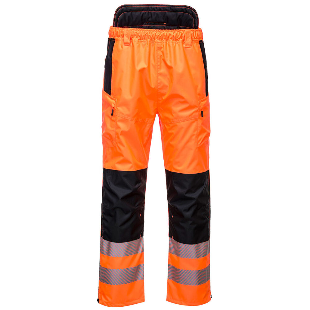 Fully Customized Hi-Vis Extreme Rain Trousers Orange/Black Water Resistant