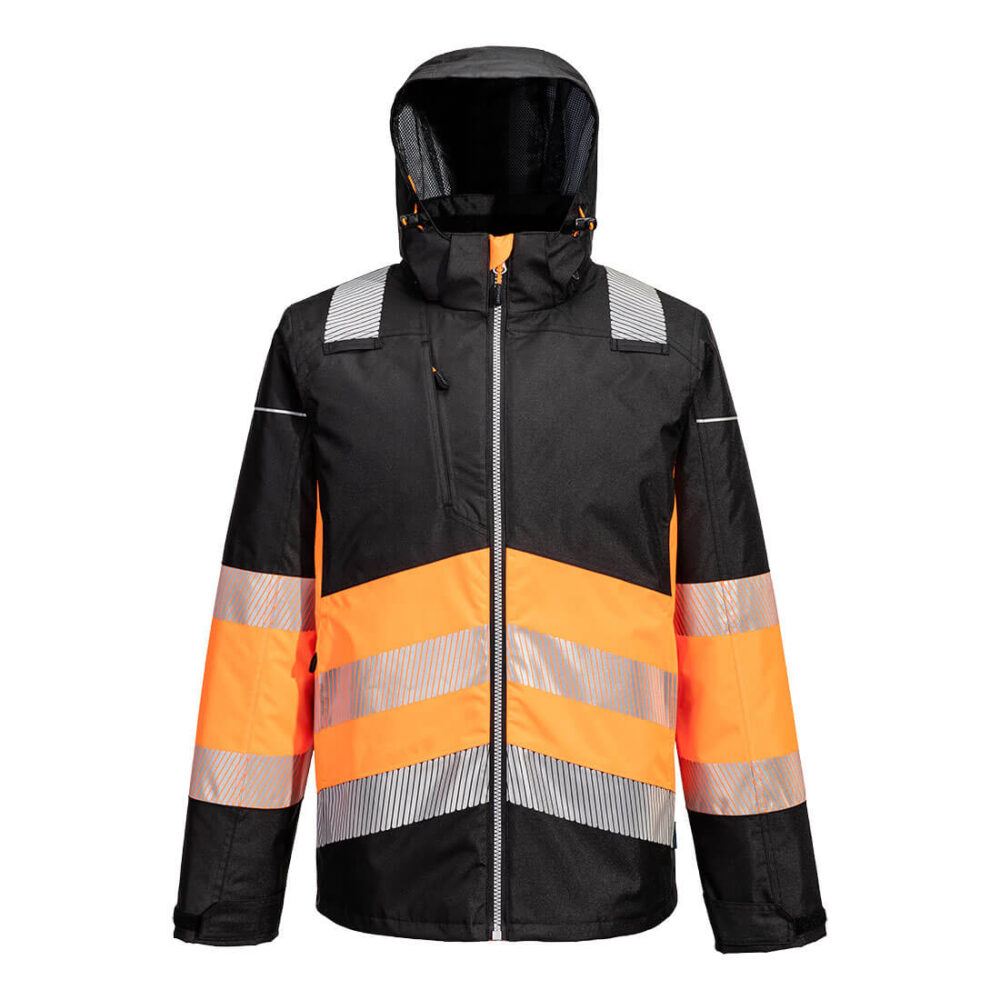 Customized Logo Hi-Vis Class 1 Winter Jacket Orange/Black Water Resistant