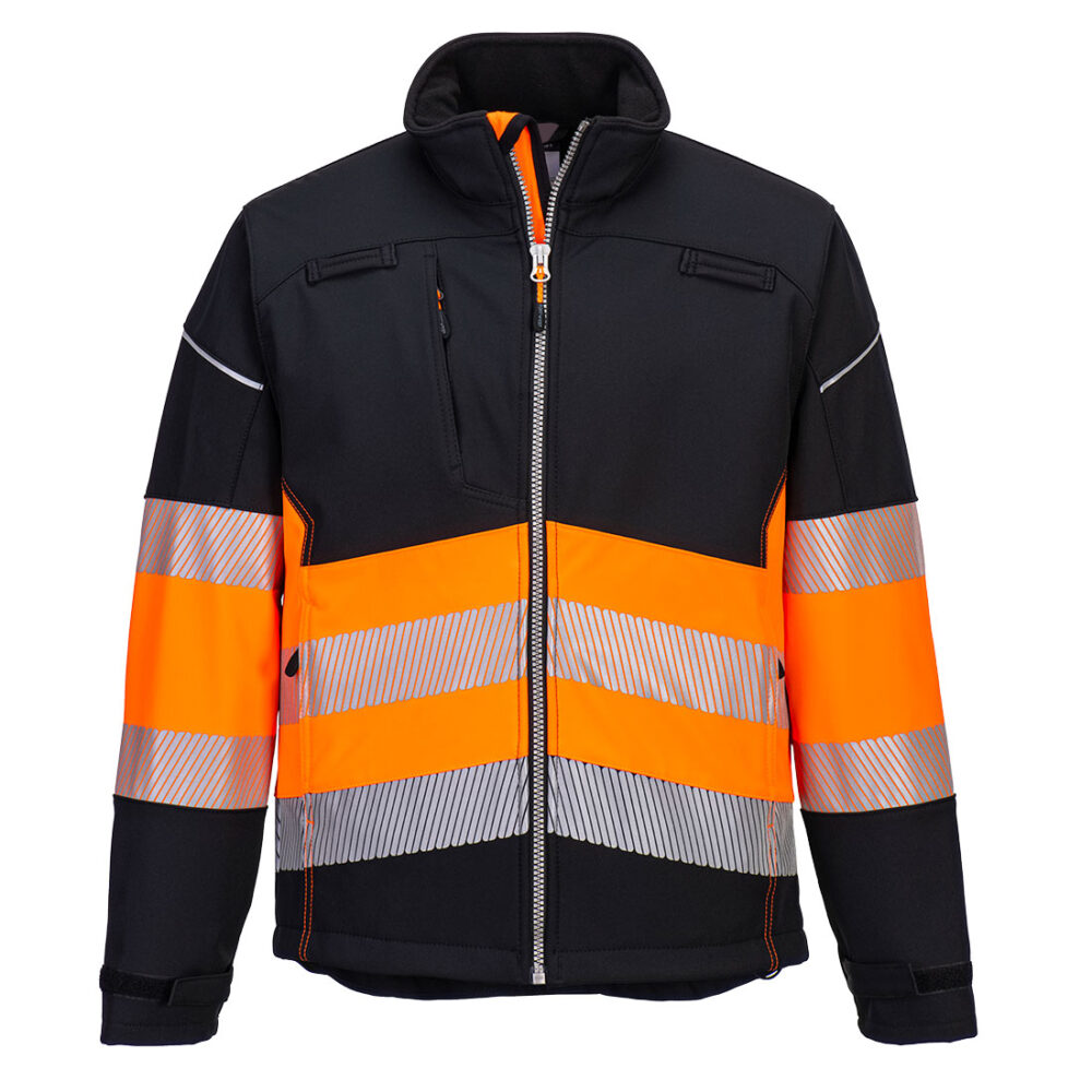 Design your Own Logo Hi-Vis Class 1 Softshell Black/Orange Breathable