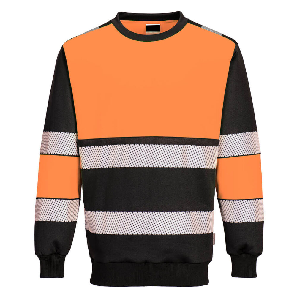 Fully Customized  Crew neck Hi-Vis Sweatshirt Orange Breathable Durable