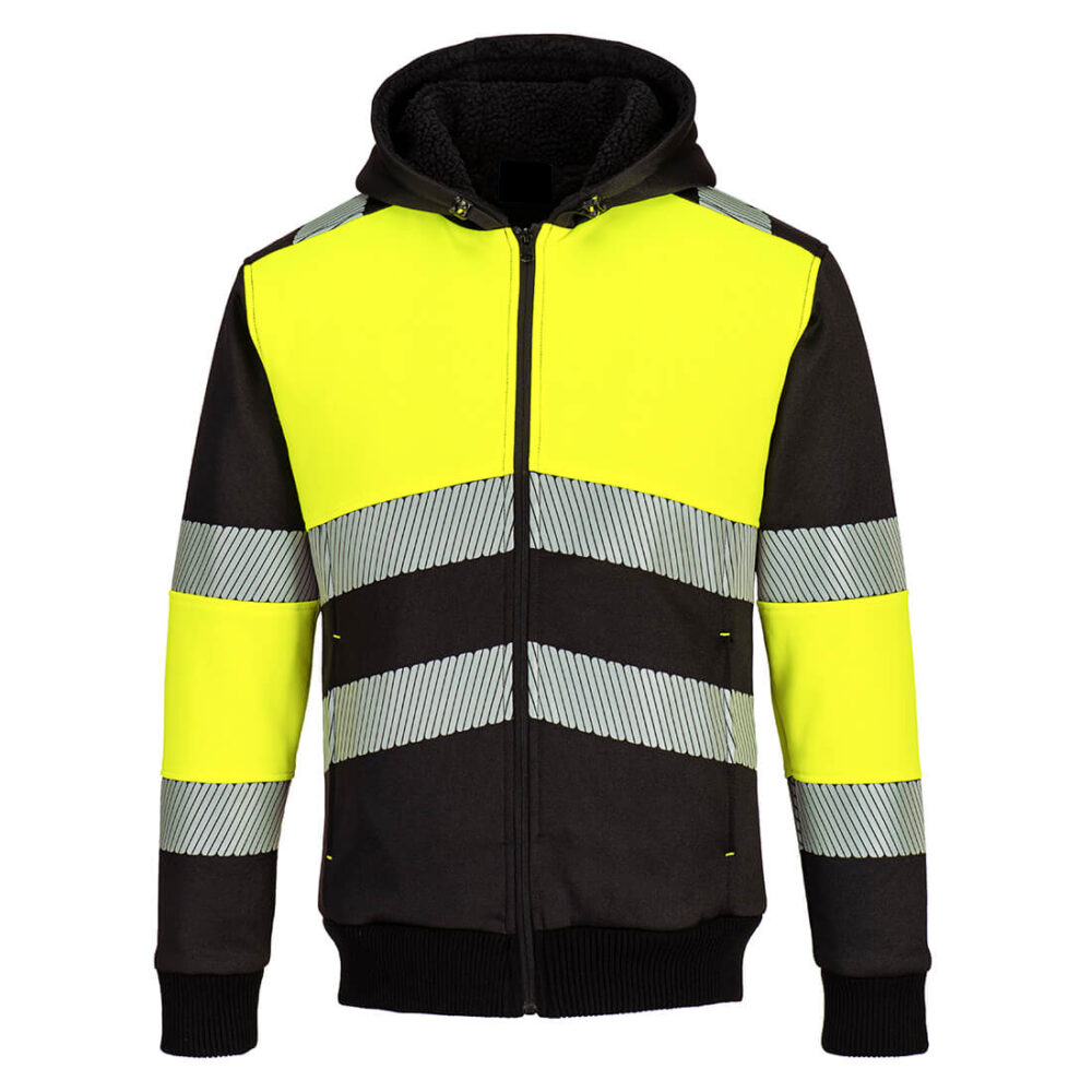 Factory Price Hi-Vis Zipped Class 1 Winter Hoodie Yellow/Black