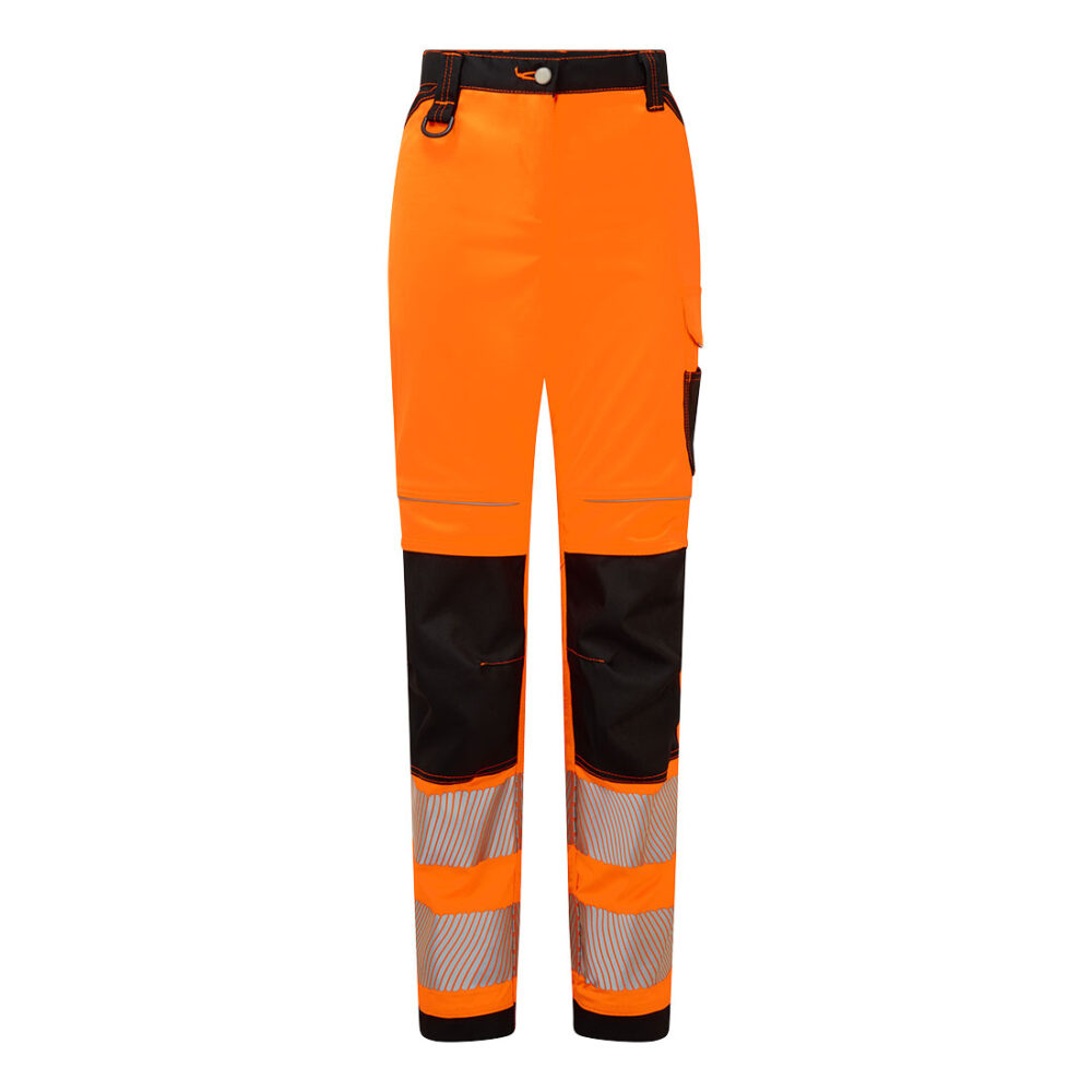 2-way twill stretch fabric Customized Hi-Vis Women's Stretch Work Trousers Orange/Black