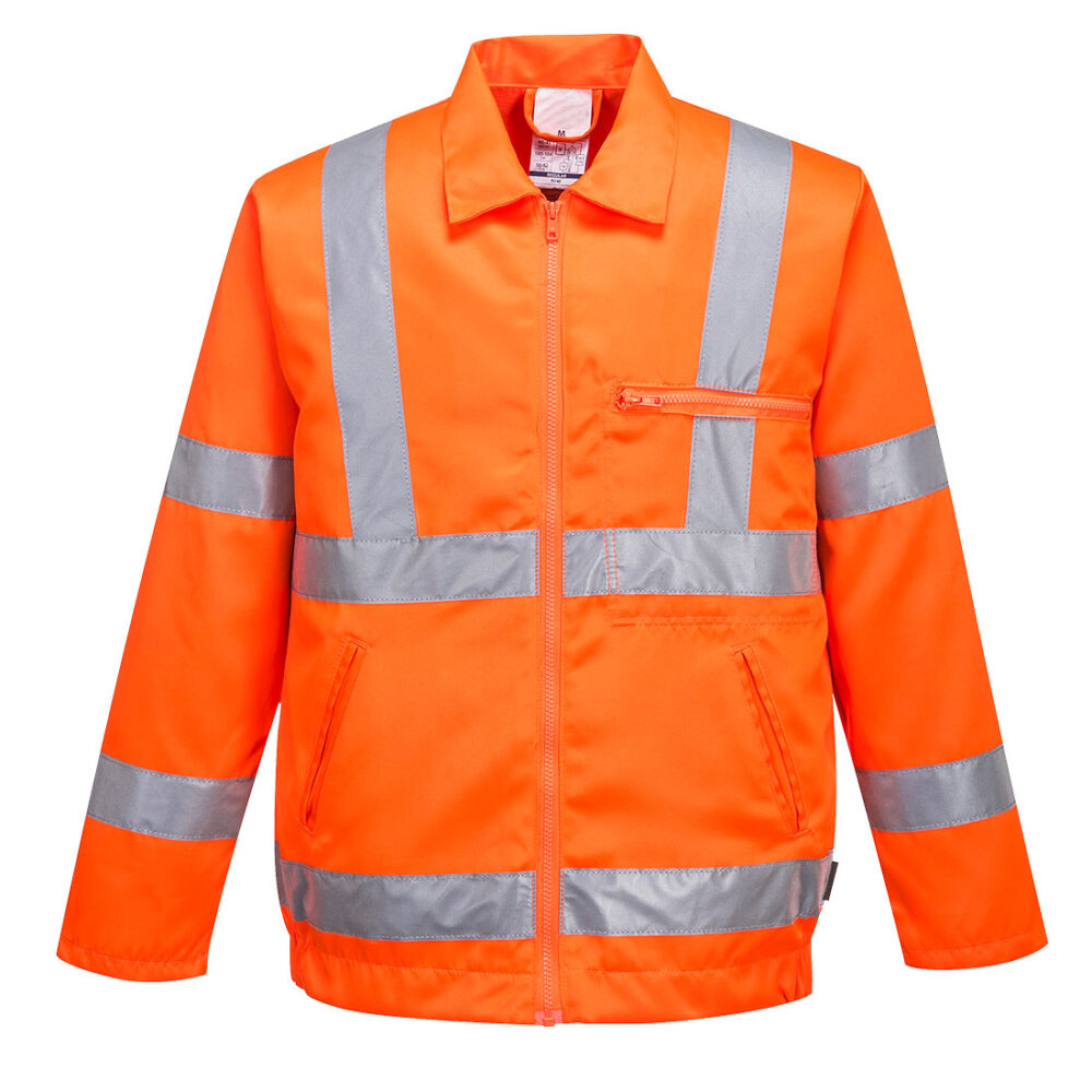 Private Label Hi-Vis Polycotton Bomber Jacket Orange Durable Fabric