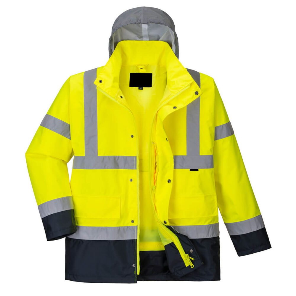 Waterproof Hi-Vis 4-in-1 Contrast Traffic Custom Jacket Yellow/Navy Breathable
