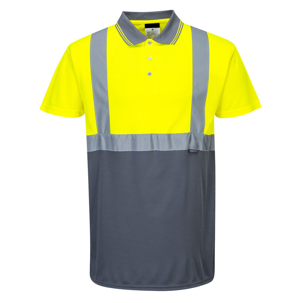 Custom Short Sleeve Yellow/Gray Hi-Vis Contrast Polo Shirt