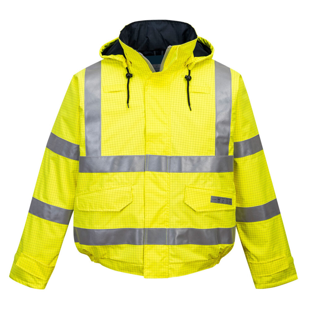 Bizflame Rain Hi-Vis FR Winter Custom Waterproof Bomber Jacket Yellow