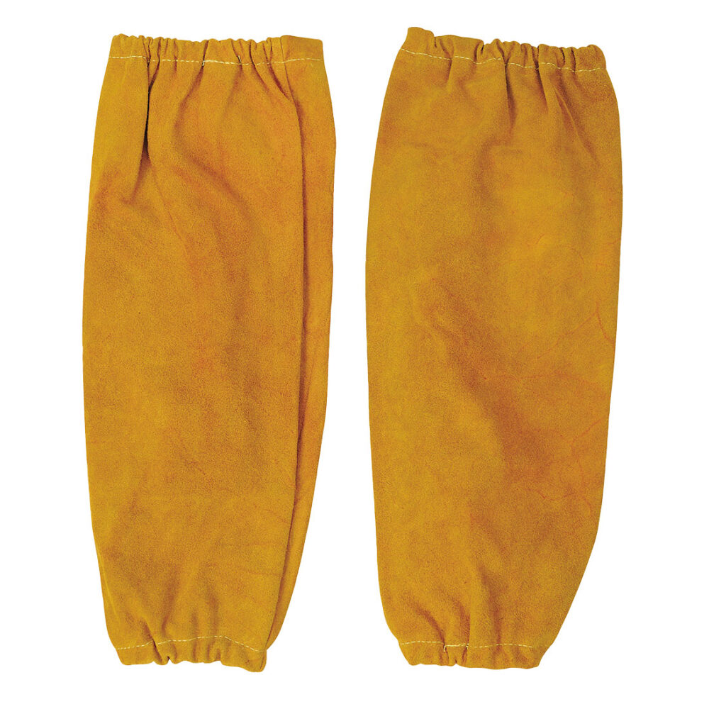 Private Label FR Leather Welding Protection Sleeves Tan