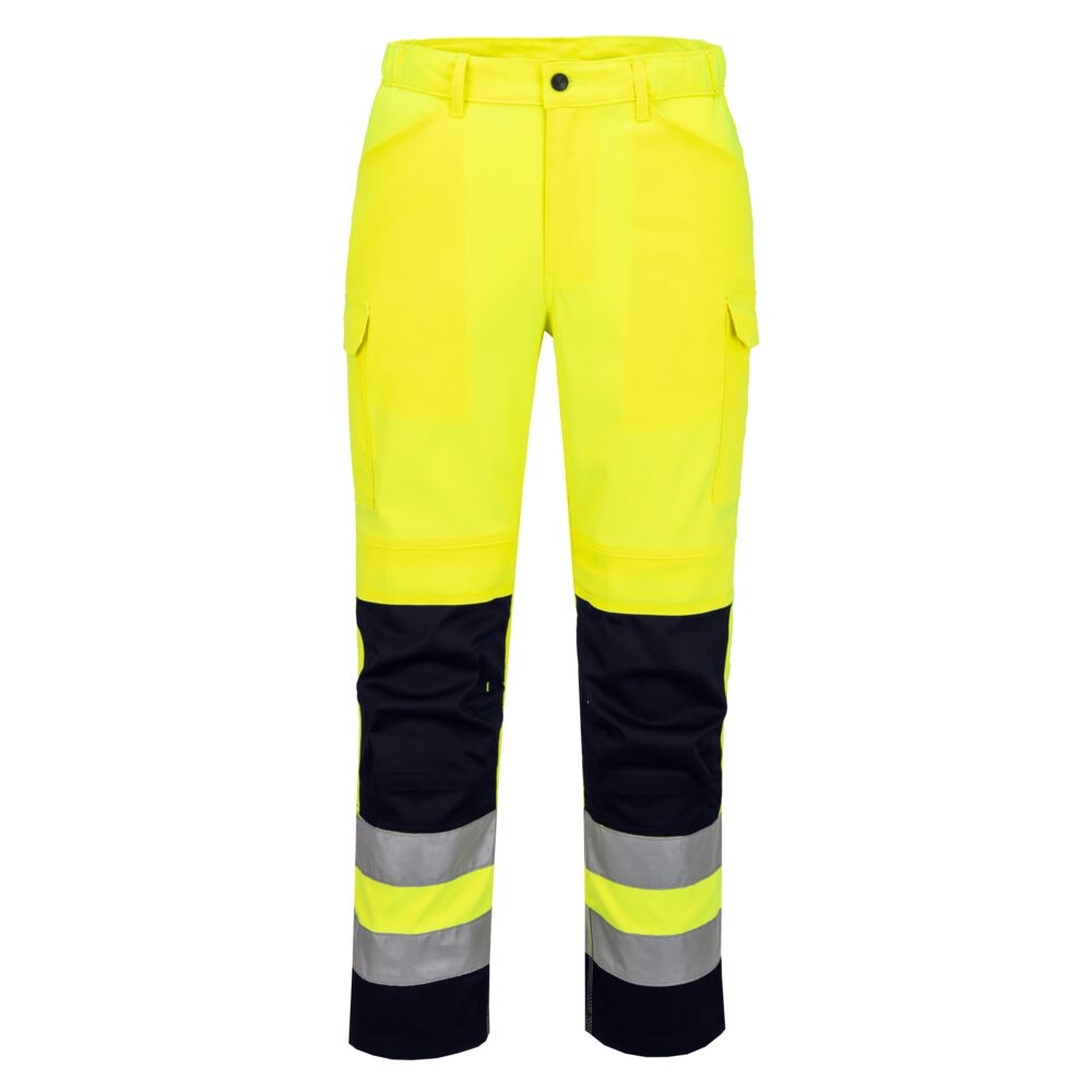 OEM ODM Hi-Vis Mesh Panel Private Label Trousers Yellow/Navy