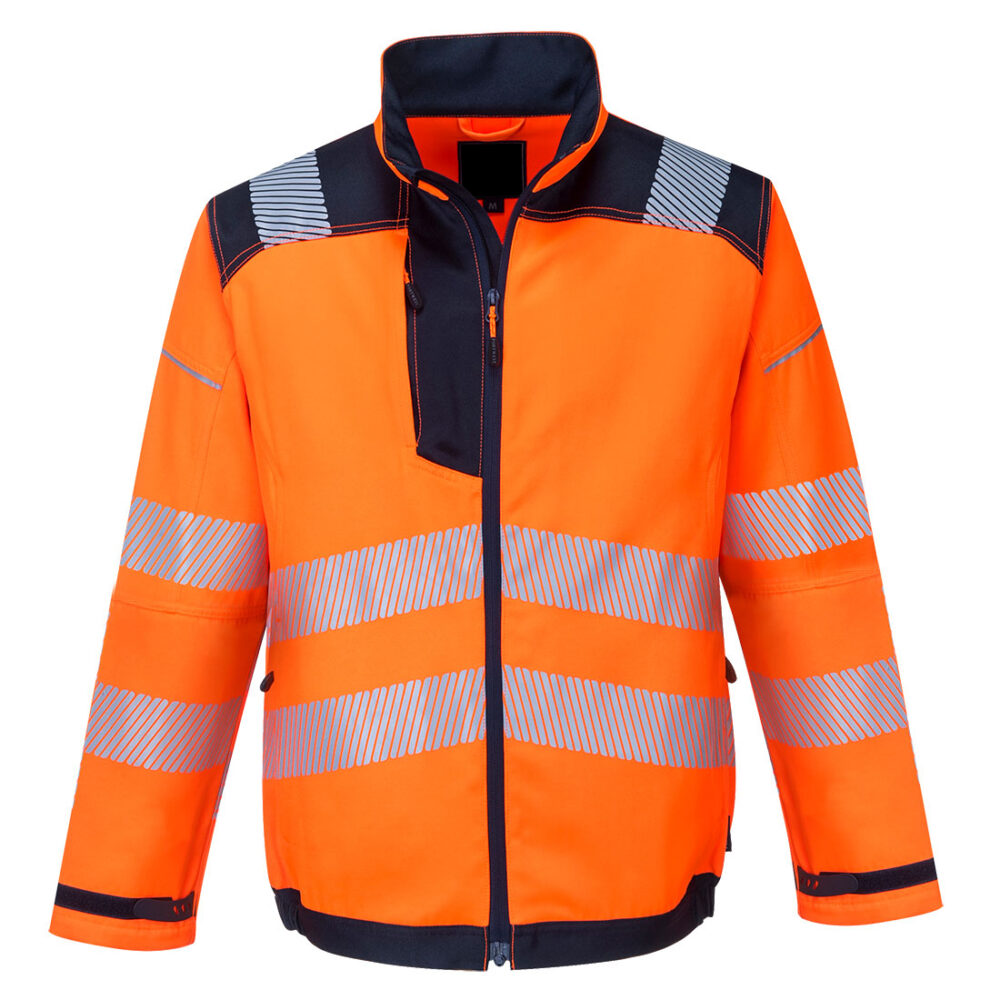 100% Polyester Fully Customized Hi-Vis Work Jacket Orange/Navy Durable