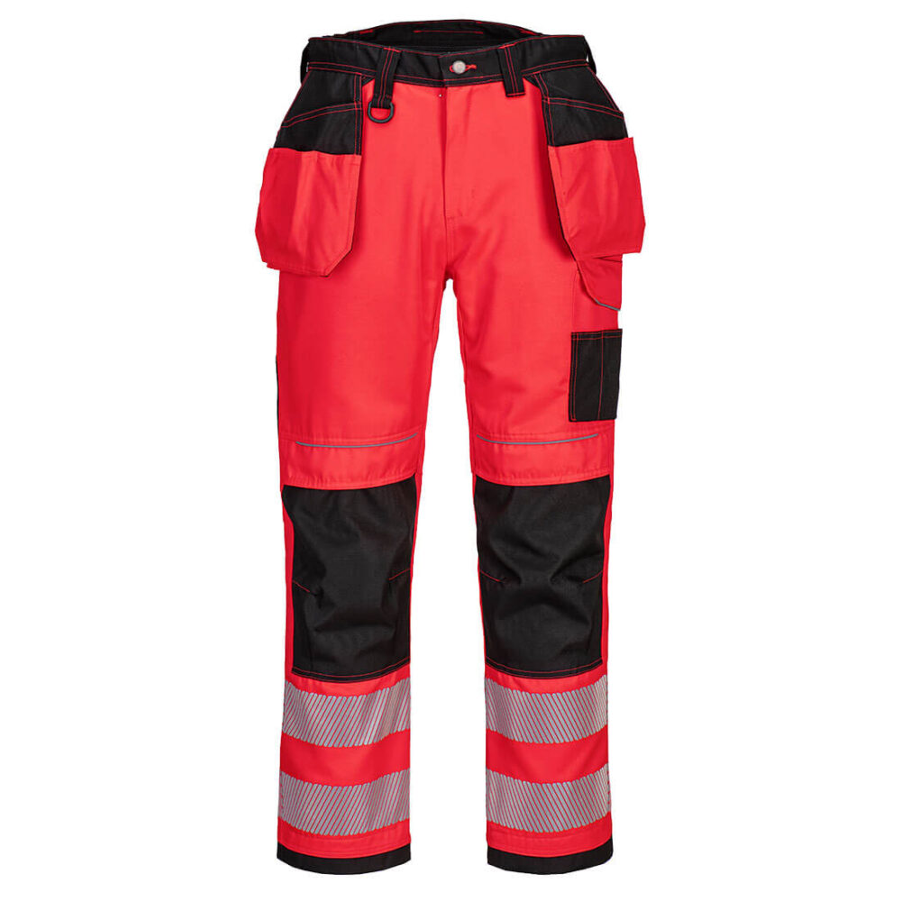 OEM Wholesale Private Label Hi-Vis Holster Pocket Work Trousers Red/Black