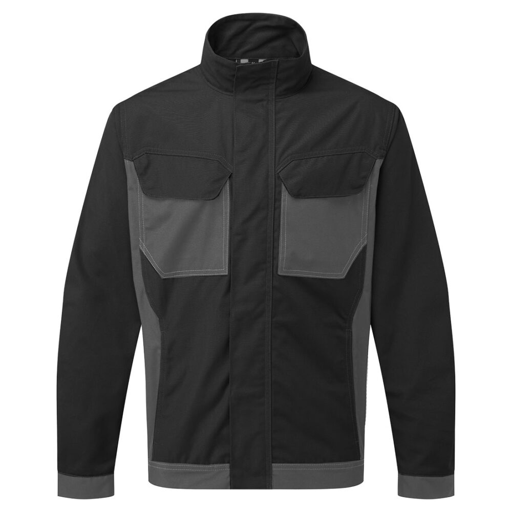 Custom Logo Industrial Wash Durable polycotton Stretch fabric Jacket Black