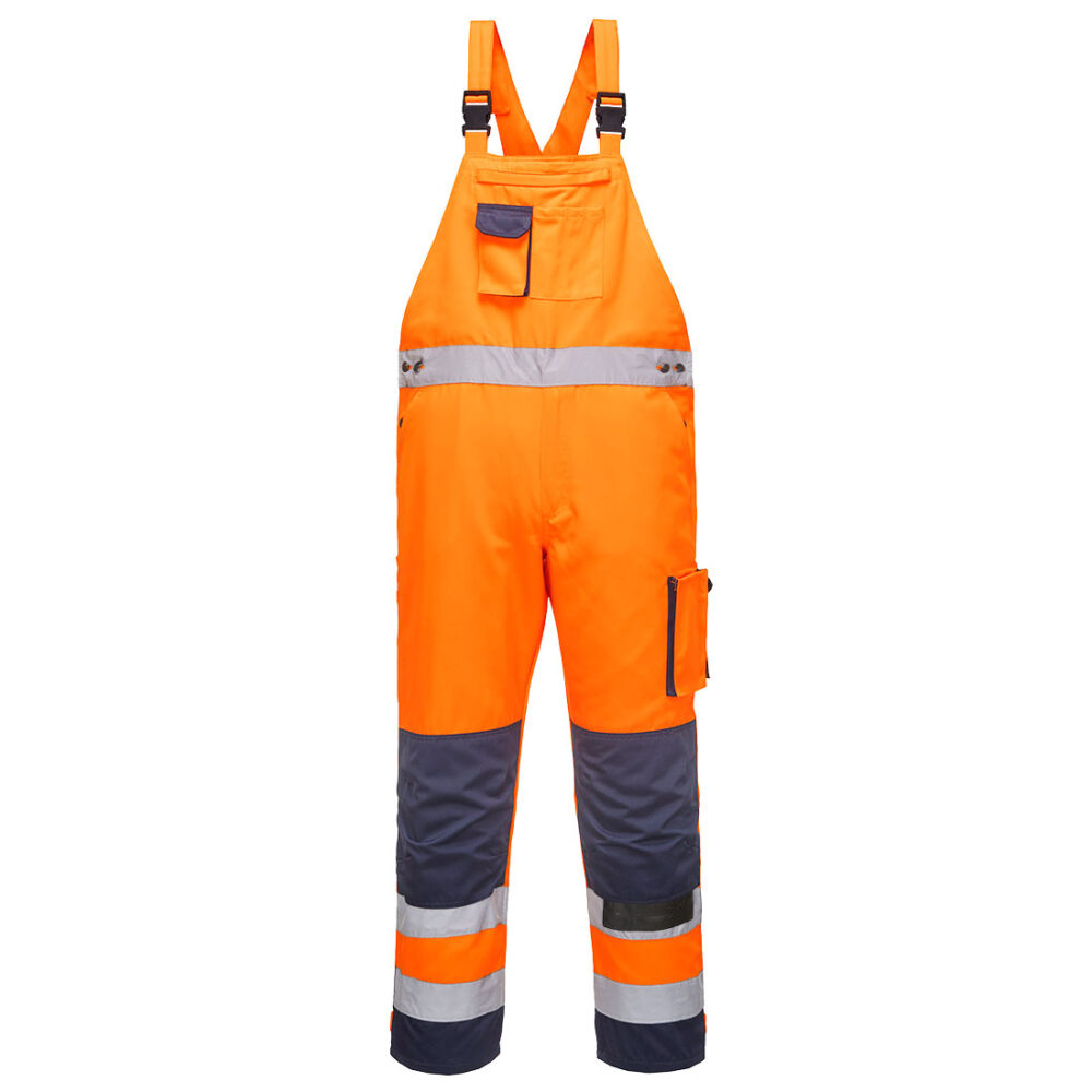 Private Label Manufacturing Hi-Vis Contrast Work Bib and Brace Durable Fabric