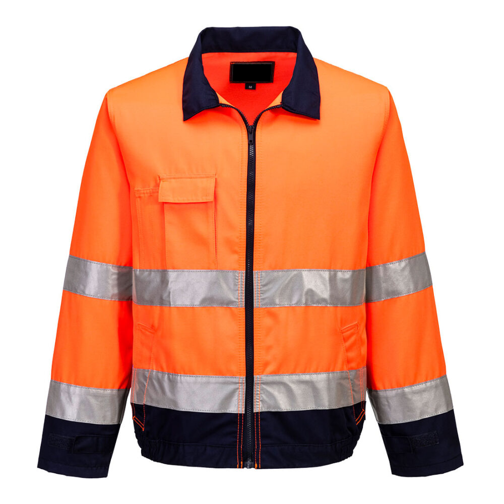 Hi-Vis Contrast Custom Logo Bomber Jacket Orange/Navy