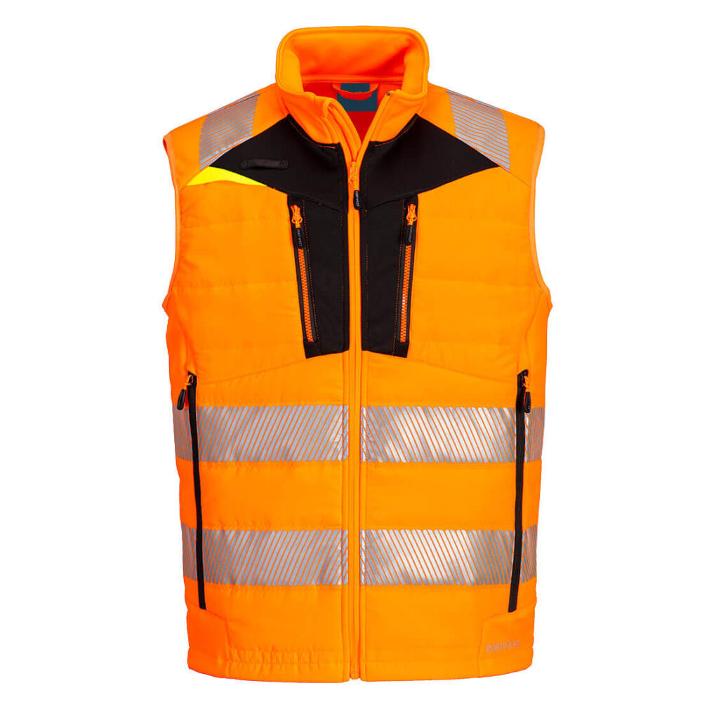Custom Logo Hi-Vis Hybrid Baffle Bodywarmer Water Resistant Fabric